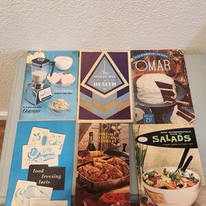 American Vintage Cookbook Set with Blue and Red Accents